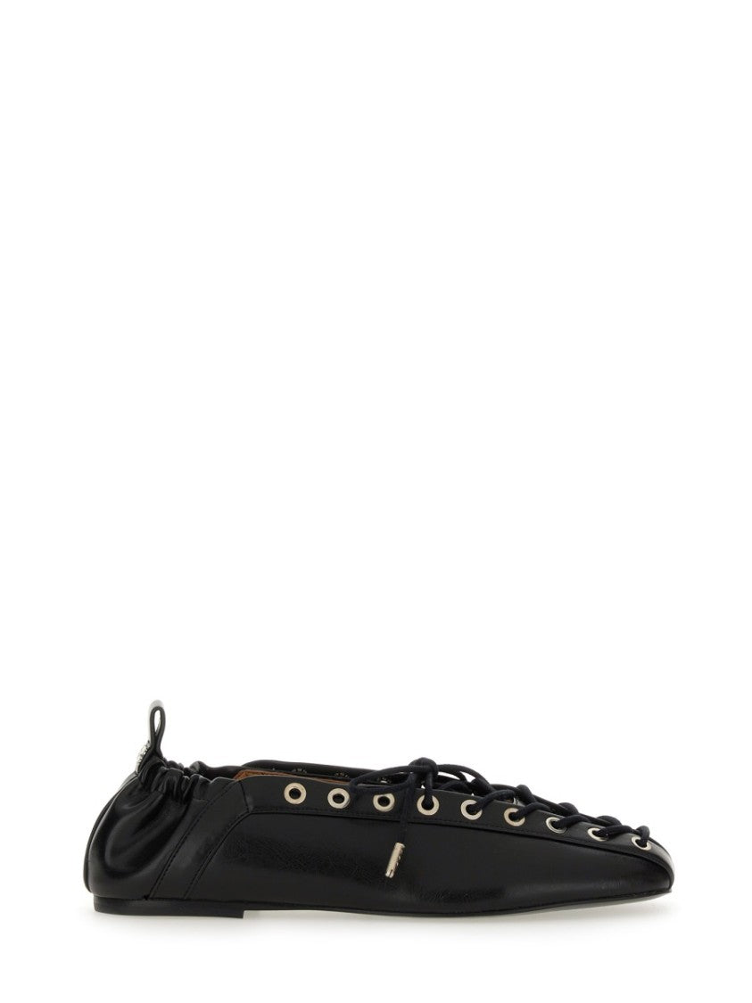 Ganni Lace-Up Ballet Flat