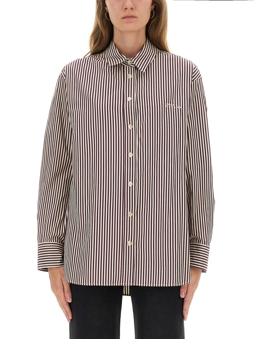 Isabel Marant Vertical Stripe Long-Sleeved Shirt With Classic Collar