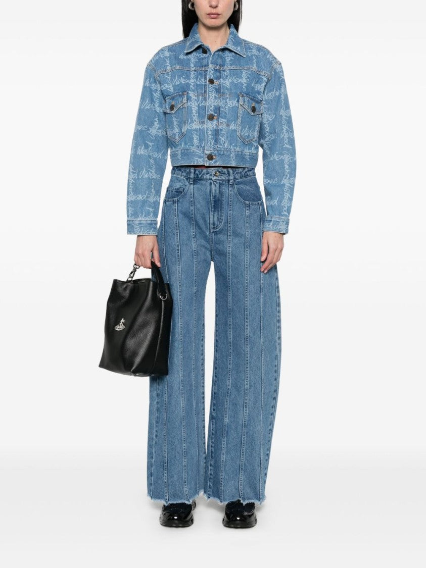 Vivienne Westwood Cropped Indigo Blue Jacket With Flap Pockets