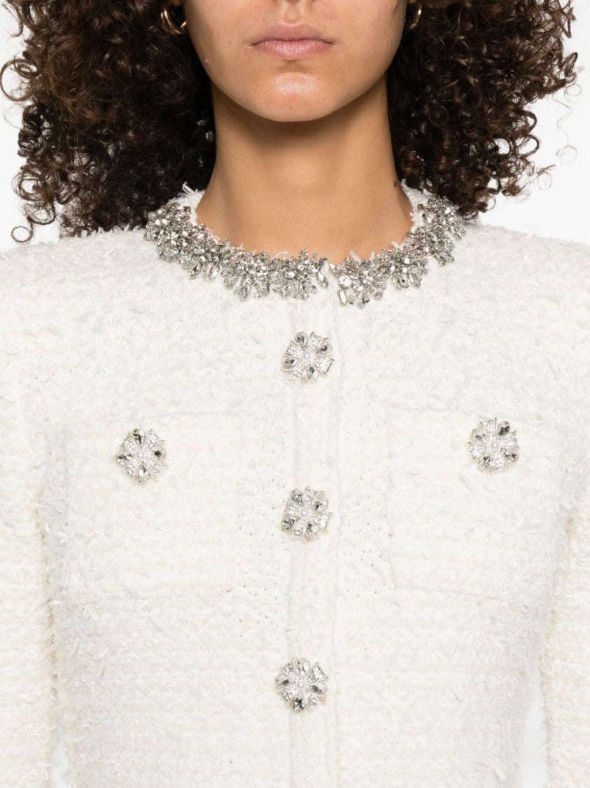 Self-Portrait Cream Textured Knit Cardigan