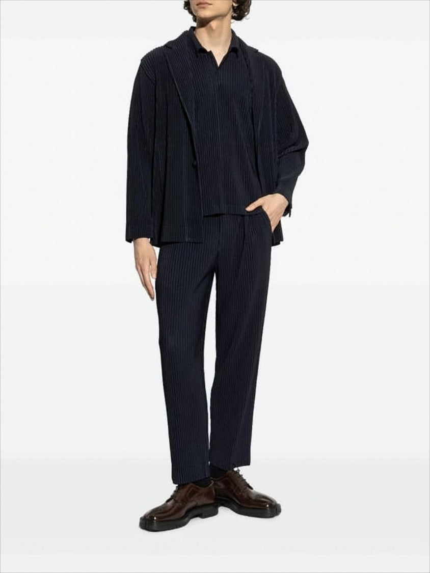 Homme Plissé Issey Miyake Textured Pleated Polo Shirt With Classic Collar