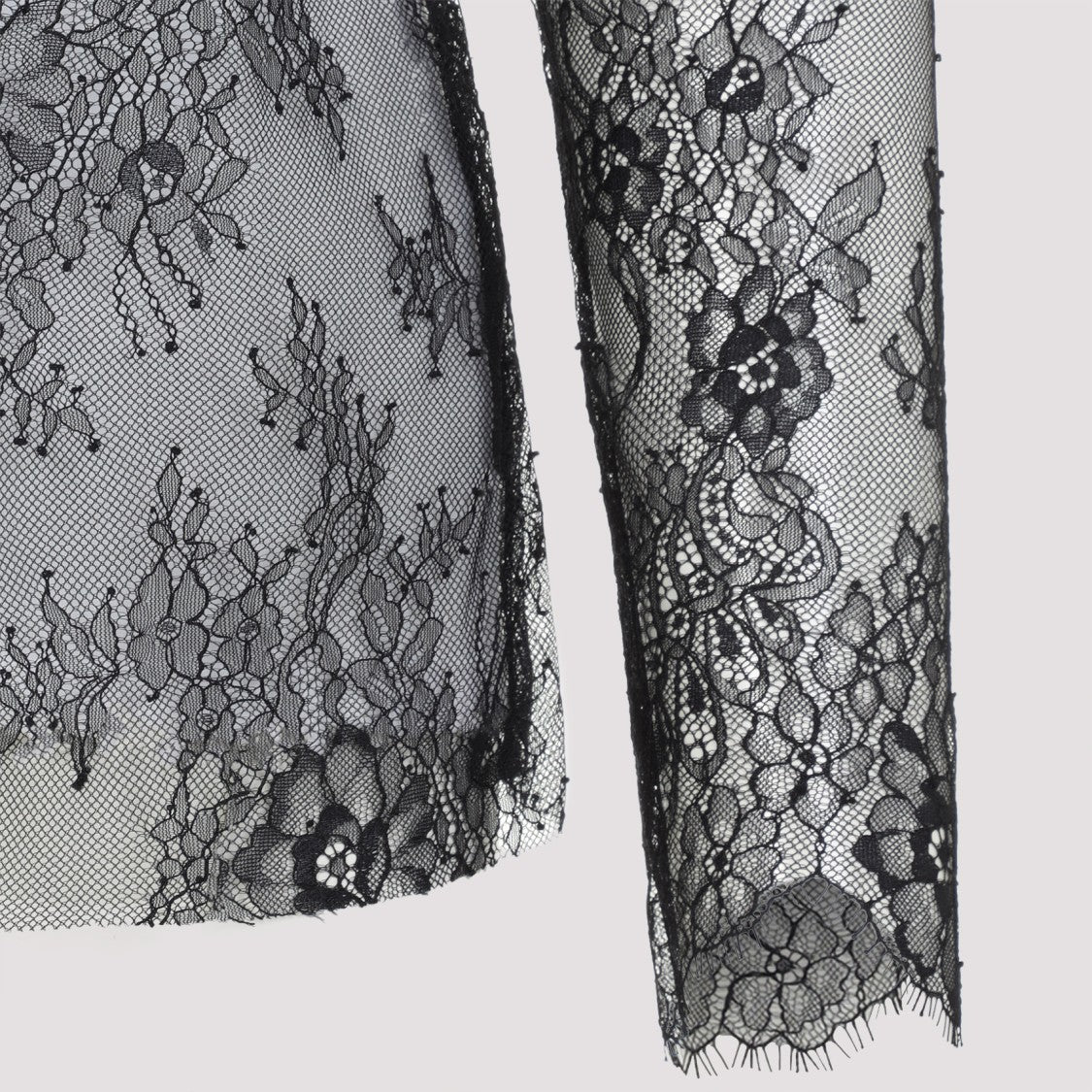 Alberta Ferretti Black Lace Ls T-Shirt