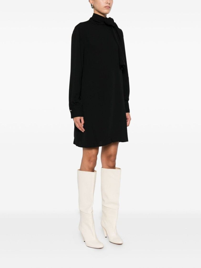 Liu Jo Black Mini Dress With Tied Bow Detail