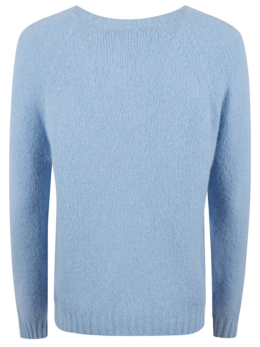 Max Mara Textured Alpaca Knit Sweater With Classic Crew Neckline