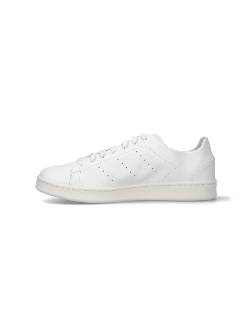 Y-3 White Leather Sneakers With Rounded Toe And Lace-Up Closure