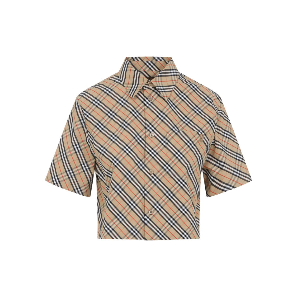 Burberry Short-Sleeved Plaid Shirt With Structured Collar