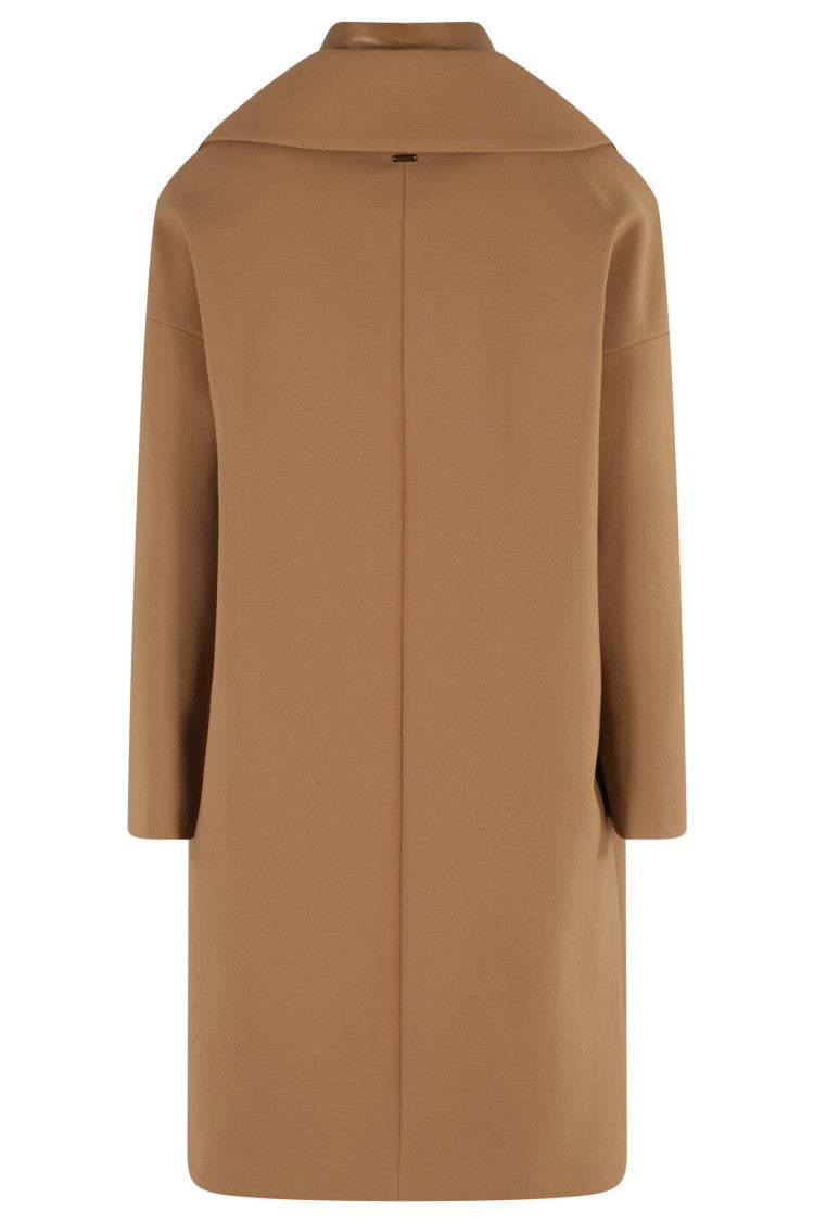 Herno Camel Puffer Coat With Bib Insert