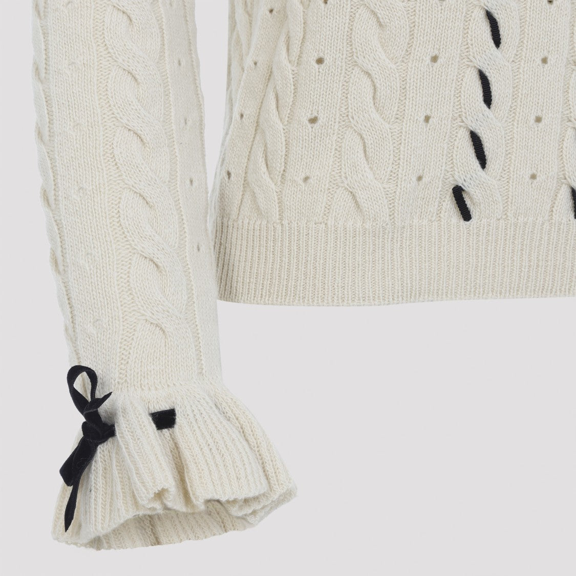 Valentino Betulla White Virgin Wool Sweater