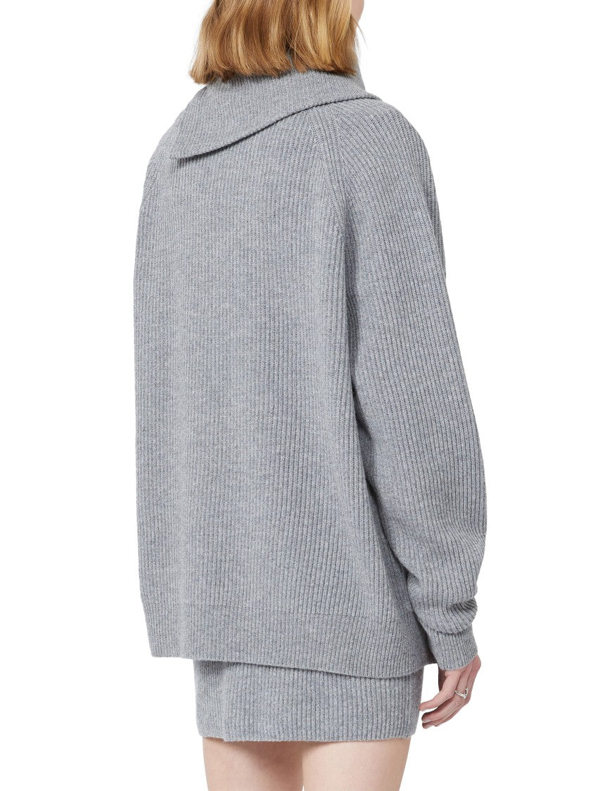 Max Mara Ribbed Knit Sweater With Zip Collar