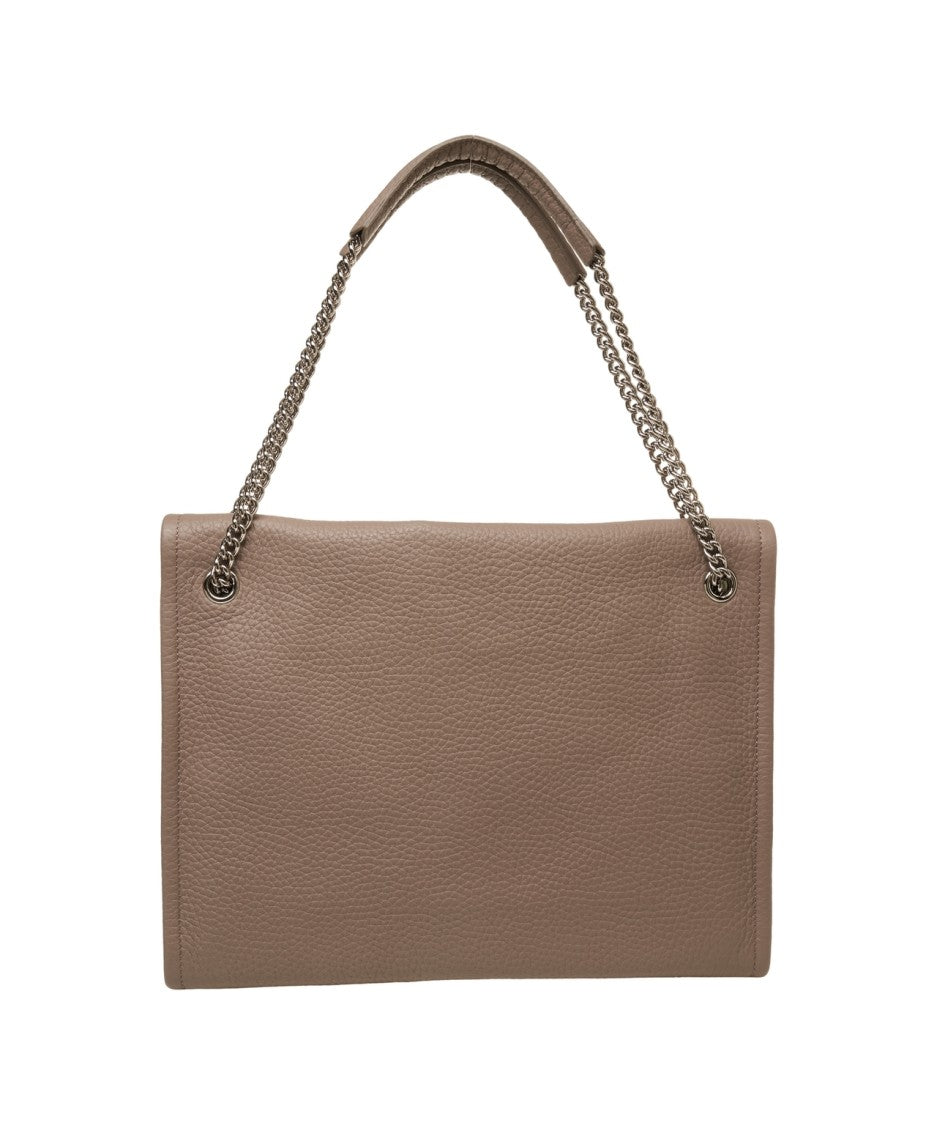 Orciani Hammered Leather Shoulder Bag With Chain Strap