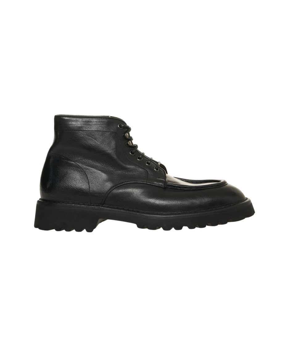 Green George Sculpted Sole Ankle Boots Crafted In Premium Leather