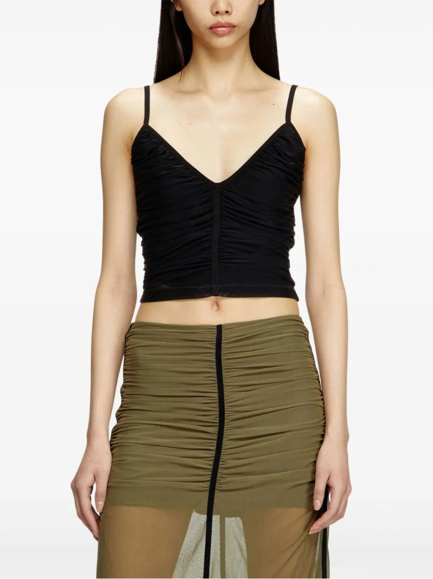 Diesel V-Neck Cropped Top With Textured Finish