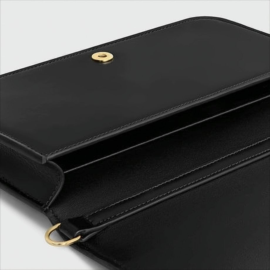 Celine Sleek Rectangular Crossbody Bag With Gold-Tone Chain Strap