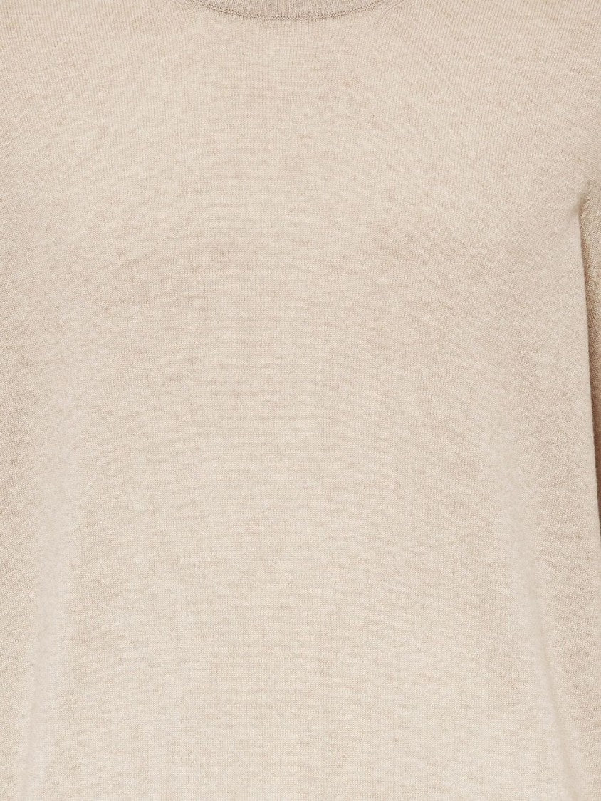 Brunello Cucinelli Beige Cashmere Sweater With Classic Crew Neckline