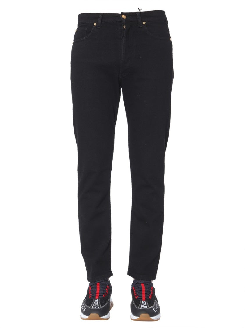 Versace Slim Fit Jeans With Concealed Button Closure