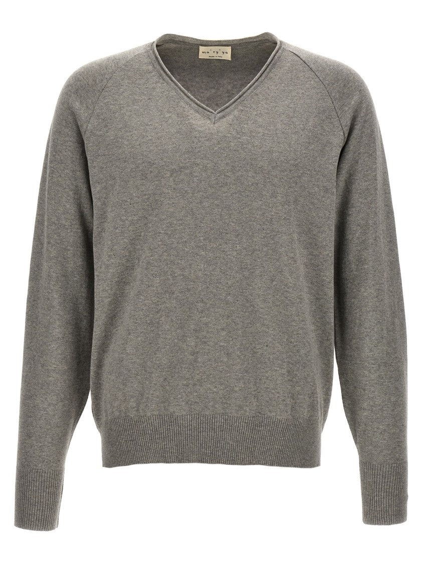 Ma'ry'ya V-Neck Cotton Knit Sweater