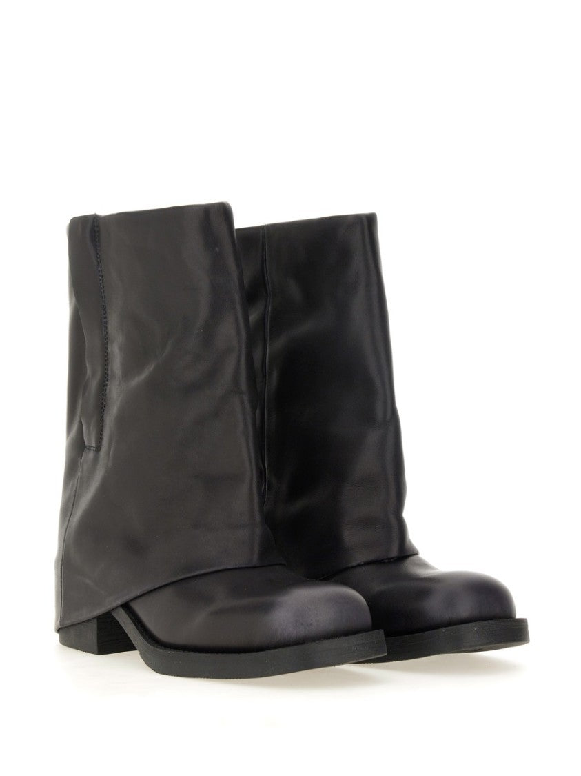 Ash Tijuana Draped Black Calf Leather Ankle Boots