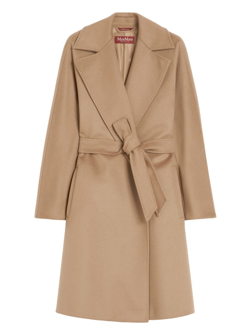 Max Mara Tailored Brown Coat With Wide Lapel Collar