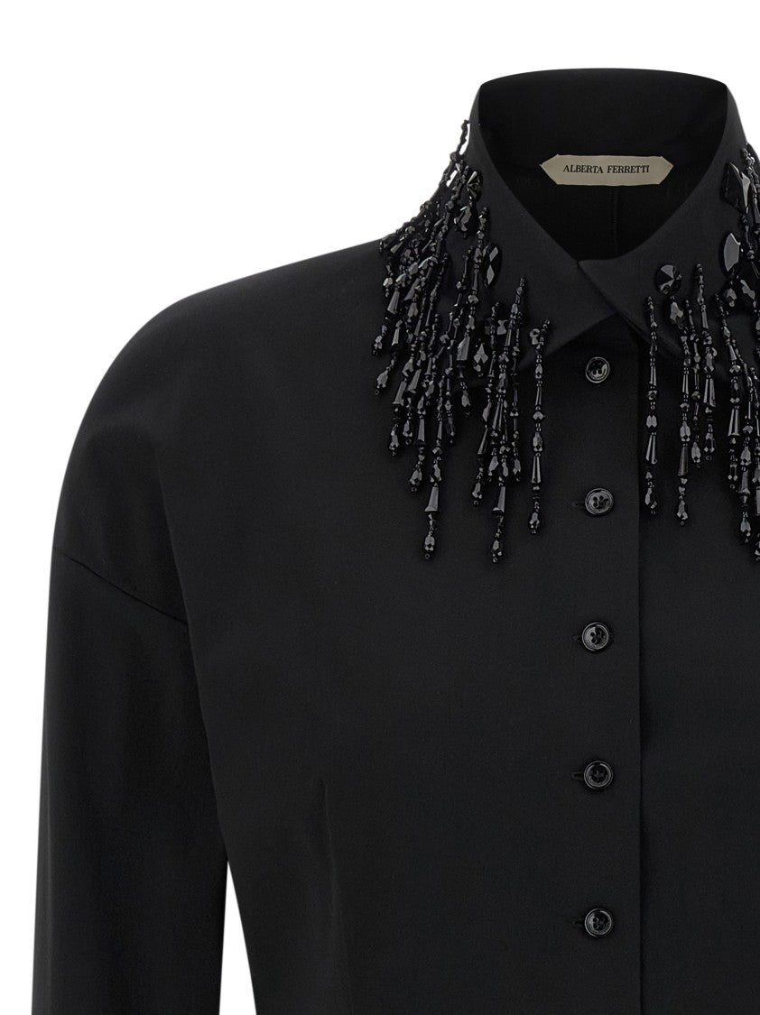 Alberta Ferretti Fitted Stretch Wool Blend Shirt