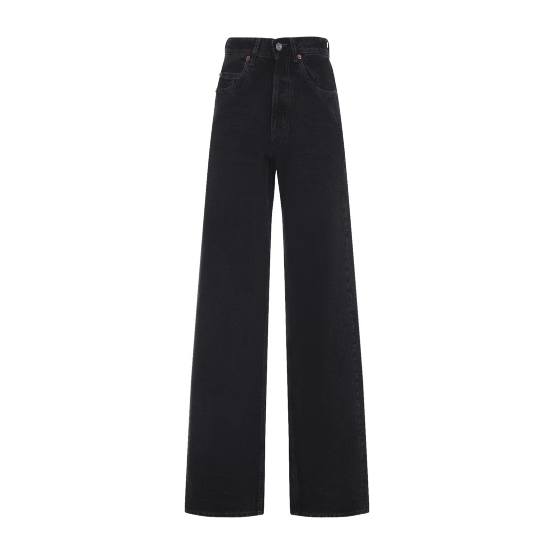 Saint Laurent V Waist Baggy Black Cotton Jeans