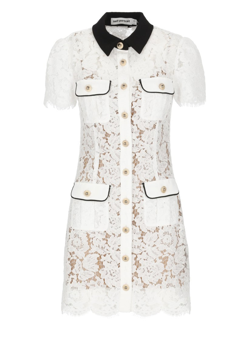 Self-Portrait Delicate Lace Dress With Structured Pockets