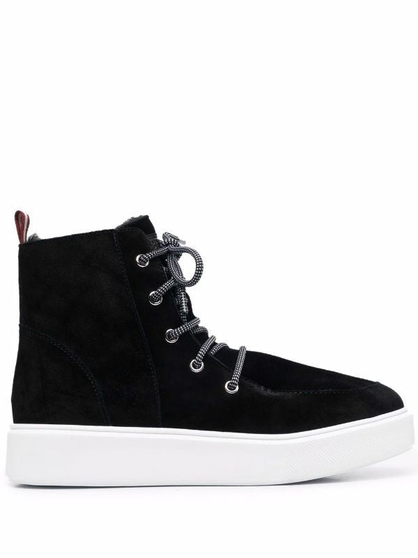 Bally Lace-Up Ankle Boots With Contrasting Rubber Sole And Pull Tab