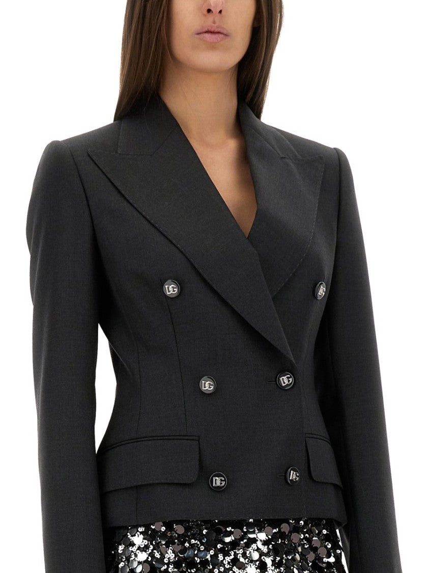 Dolce & Gabbana Double-Breasted Jacket With Dg Logo Buttons