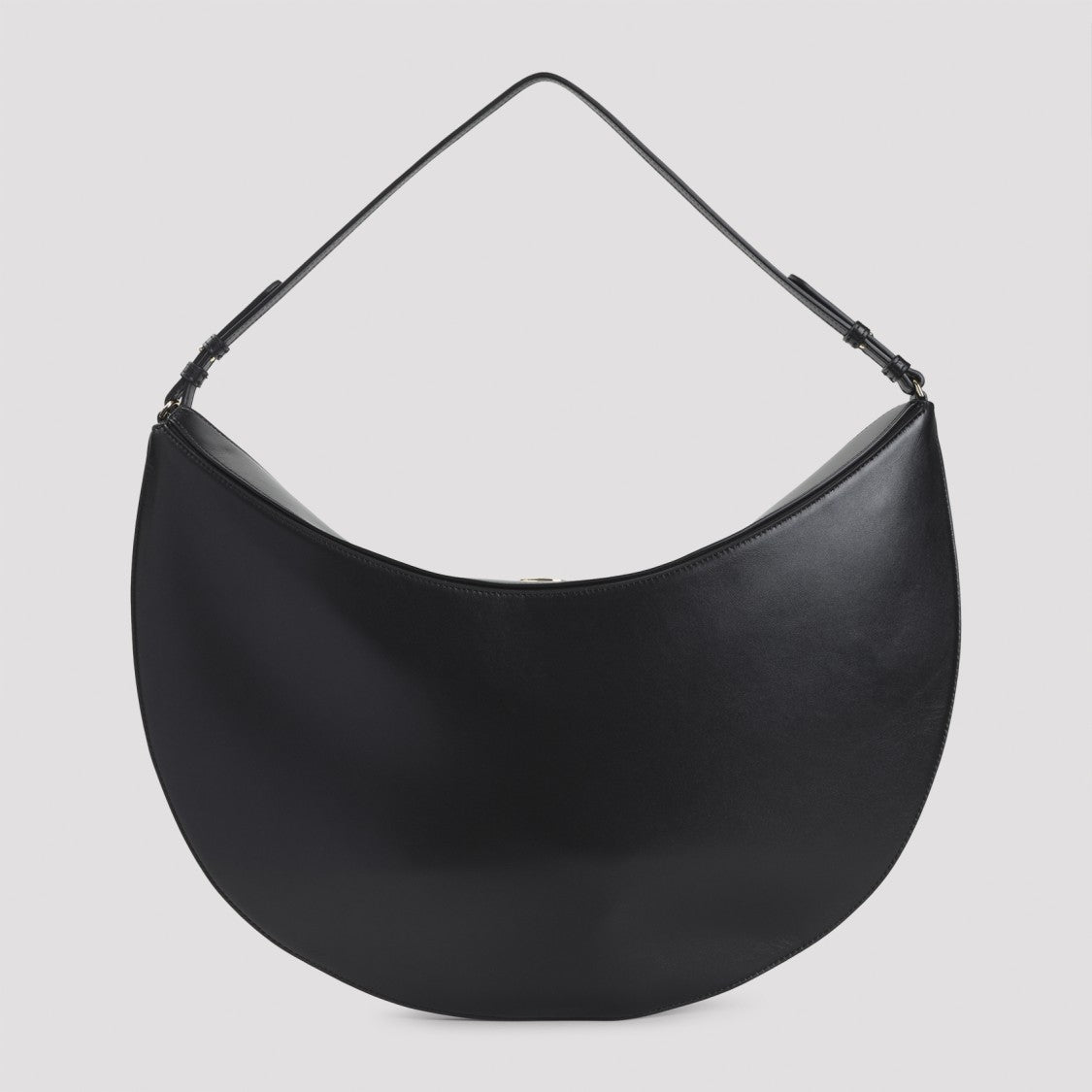 Jacquemus Crescent-Shaped Black Leather Handbag With Gold-Tone Clasp