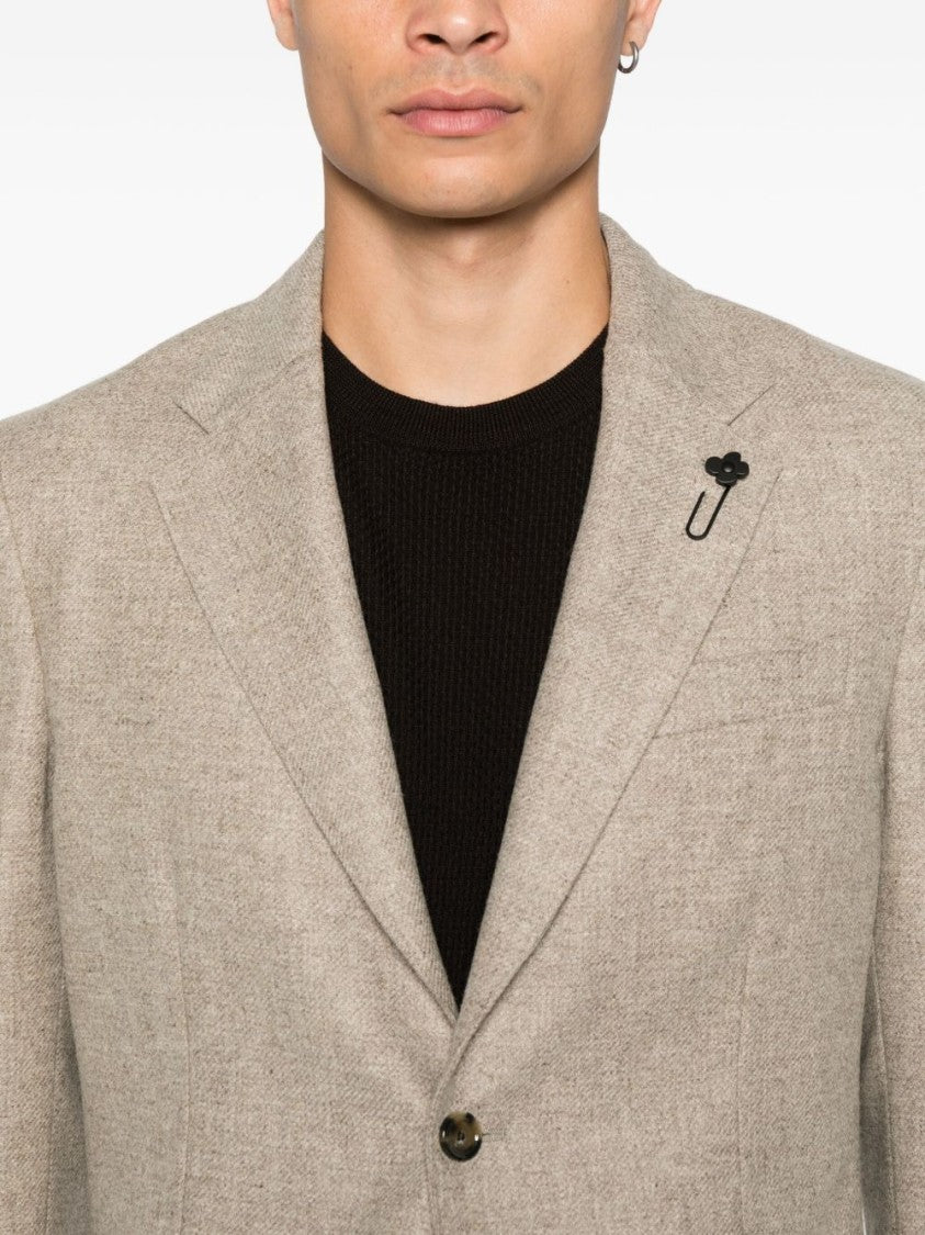 Lardini Beige Jacket With Two-Button Closure