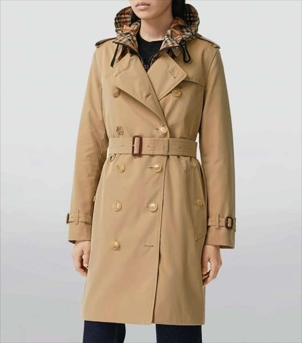 Burberry Double-Breasted Trench Coat With Distinctive Check Hood