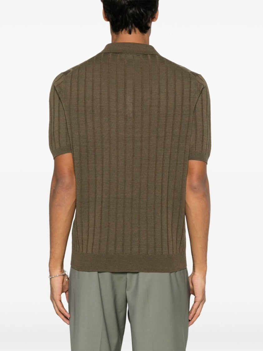 Boglioli Flat-Ribbed Green Polo Shirt With Tailored Fit
