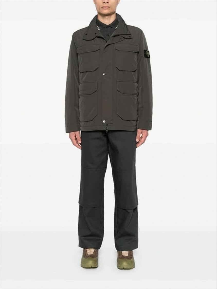 Stone Island High Stand Collar Padded Jacket With Utility Pockets