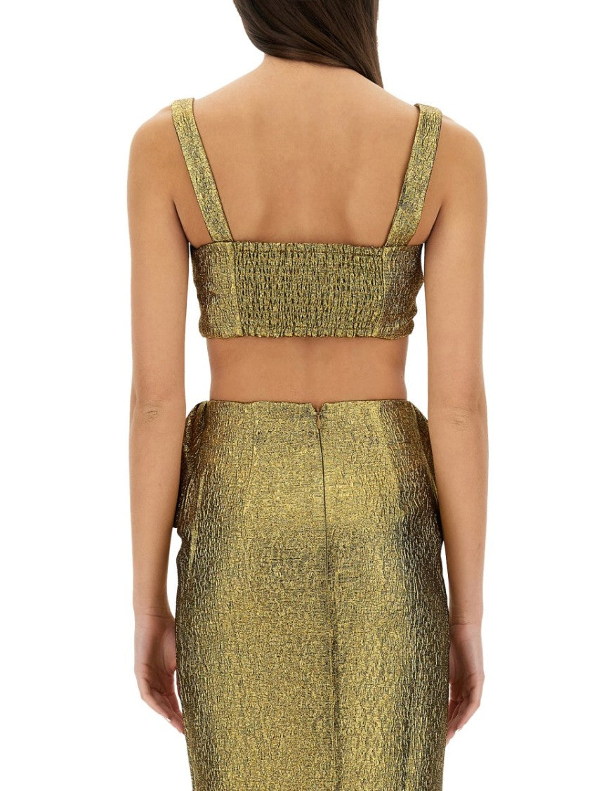 Self-Portrait Metallic Jacquard Crop Top