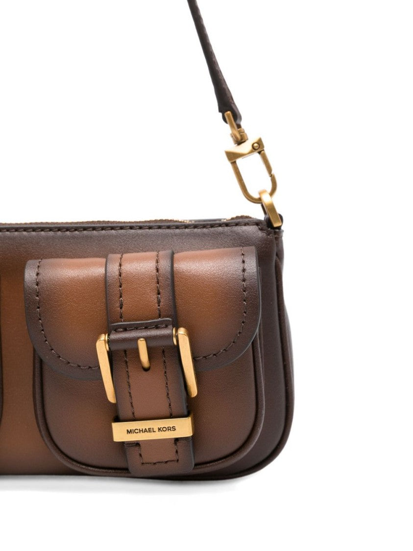 Michael Kors Rectangular Leather Shoulder Bag With Gold-Tone Accents