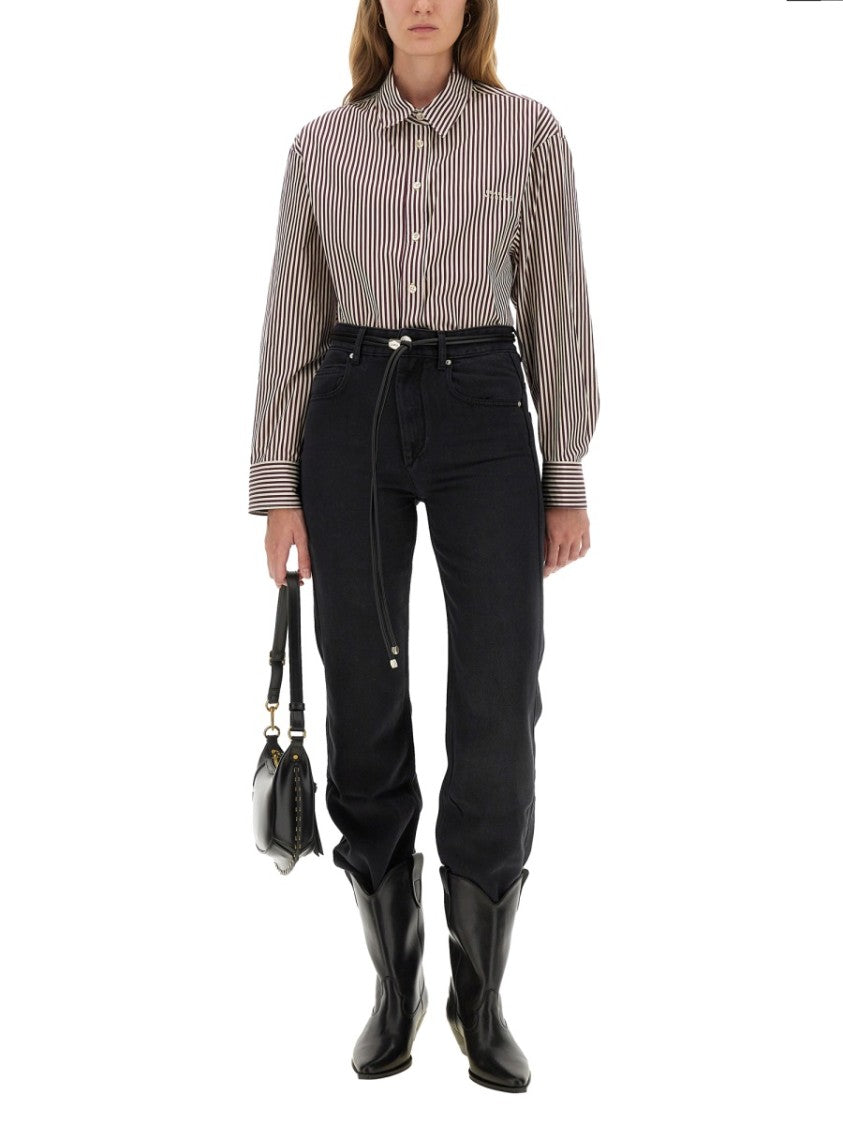 Isabel Marant Vertical Stripe Long-Sleeved Shirt With Classic Collar