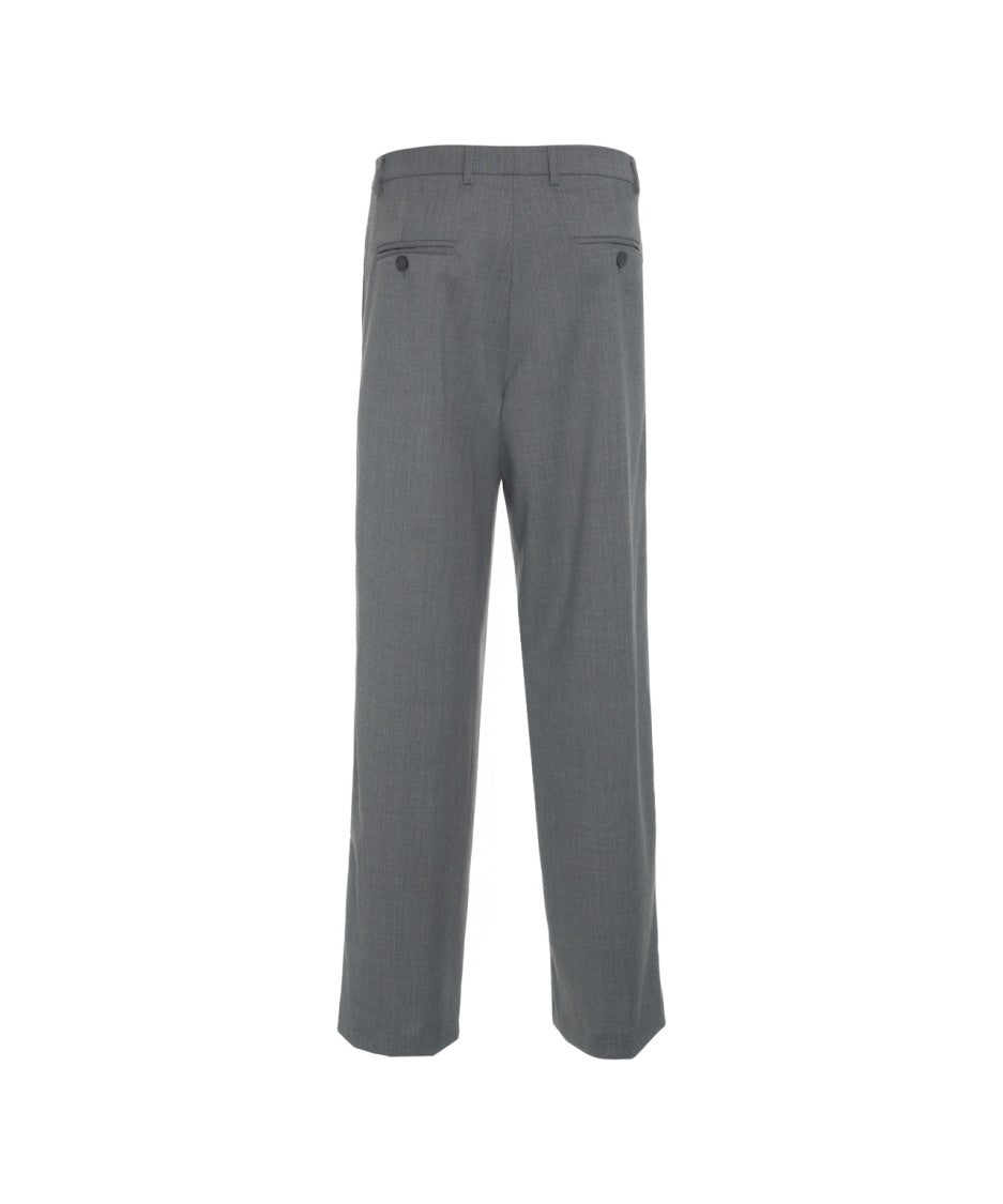 Amaranto Straight Leg Pleated Trousers With Hidden Zip Closure