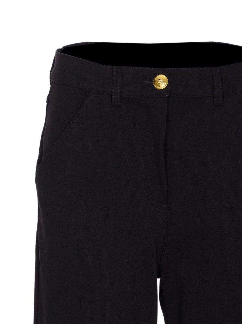 Pinko Tailored Black Trousers With Gold-Tone Button Detail