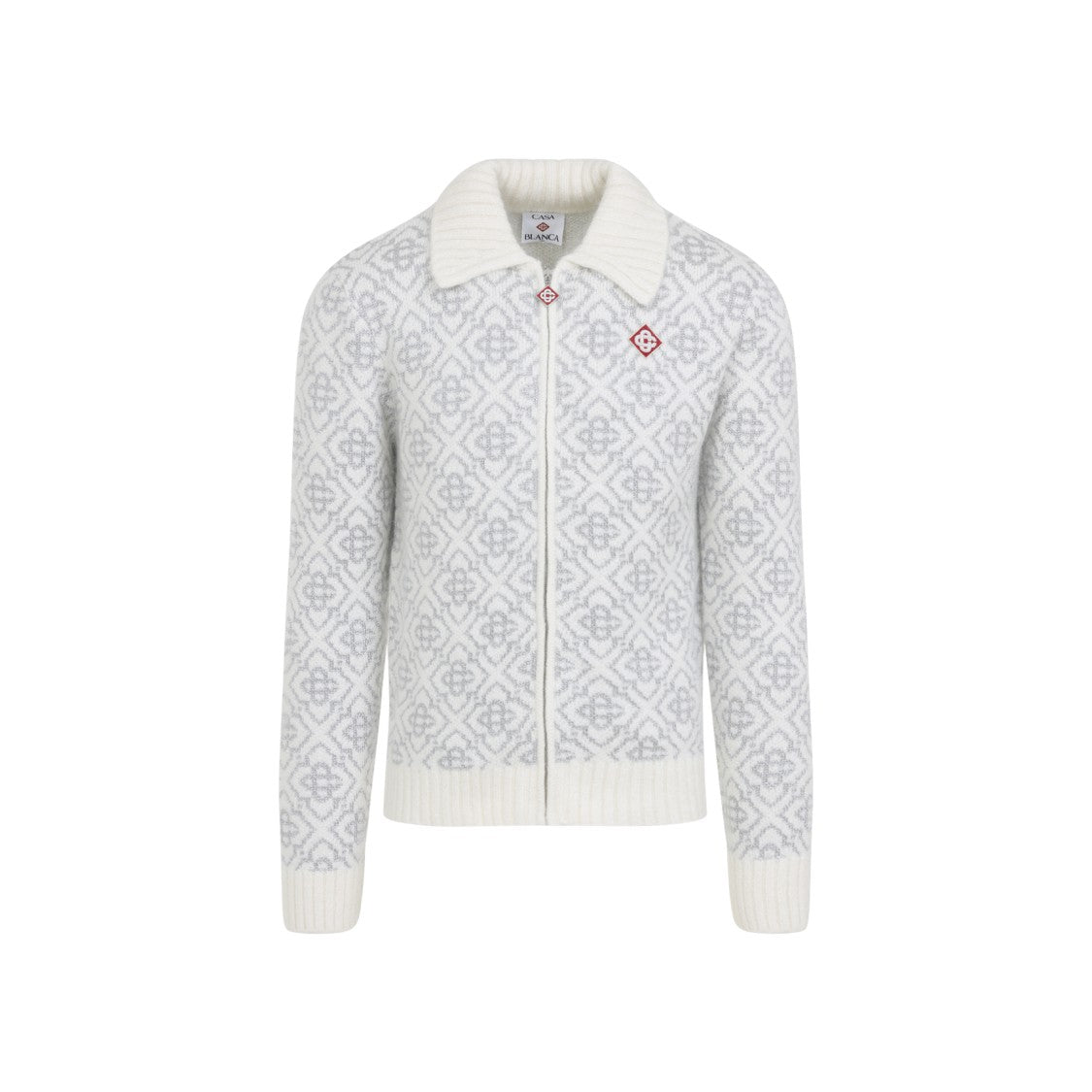 Casablanca Zip-Up Sweatshirt With Pointed Ribbed Collar