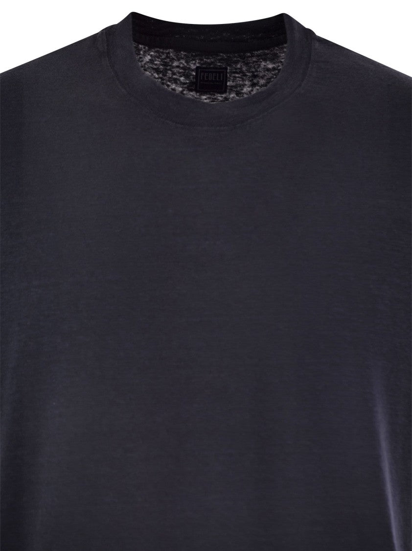 Fedeli Lightweight Linen And Elastane Blend T-Shirt