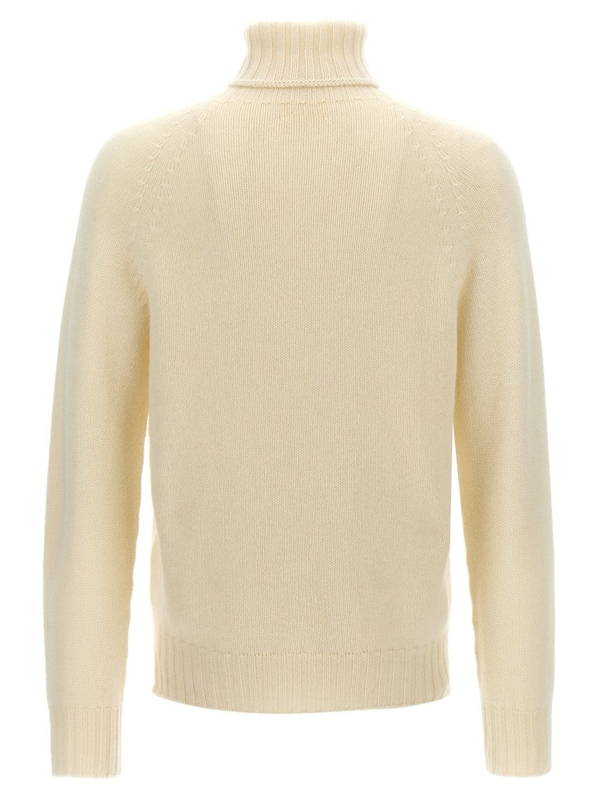 Ma'ry'ya Textured Knit Wool Blend Sweater With Turned-Up Turtleneck