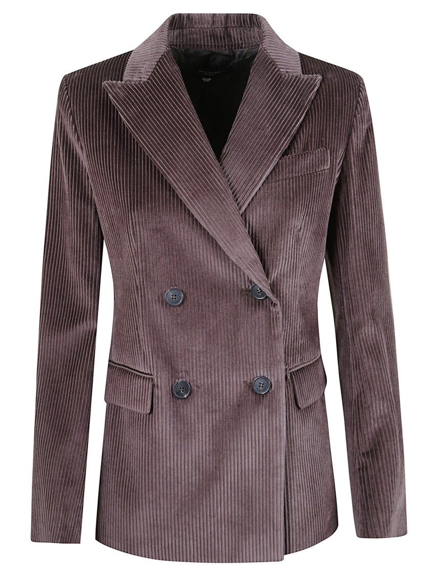 Max Mara Double-Breasted Chocolate Corduroy Jacket