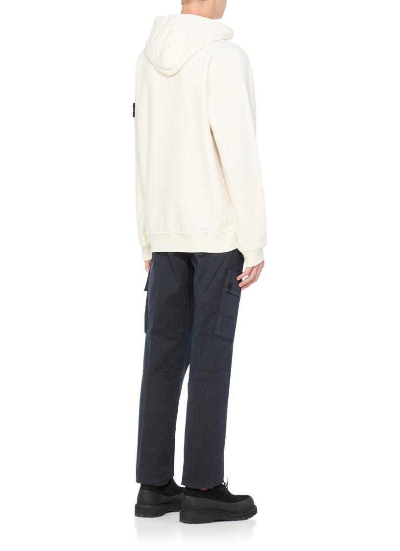 Stone Island Ivory Cotton Hoodie