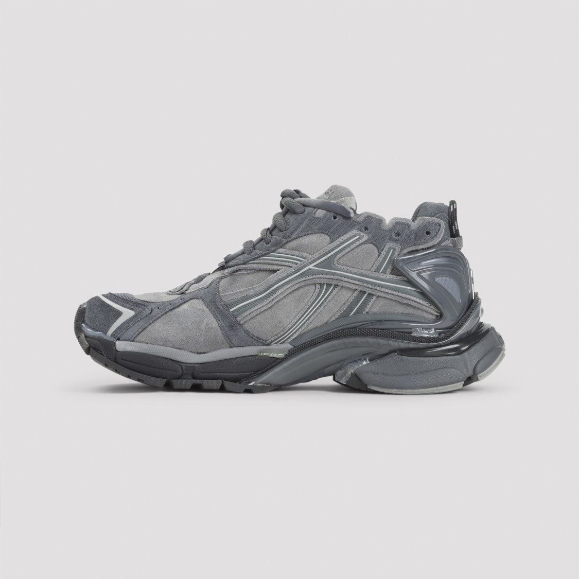 Balenciaga Grey Suede Leather Runner Sneakers