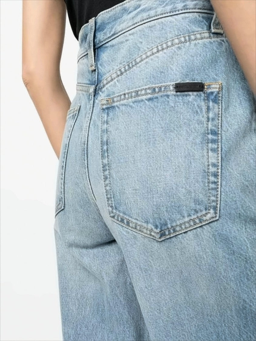 Saint Laurent High-Waisted Wide-Leg Denim Pants
