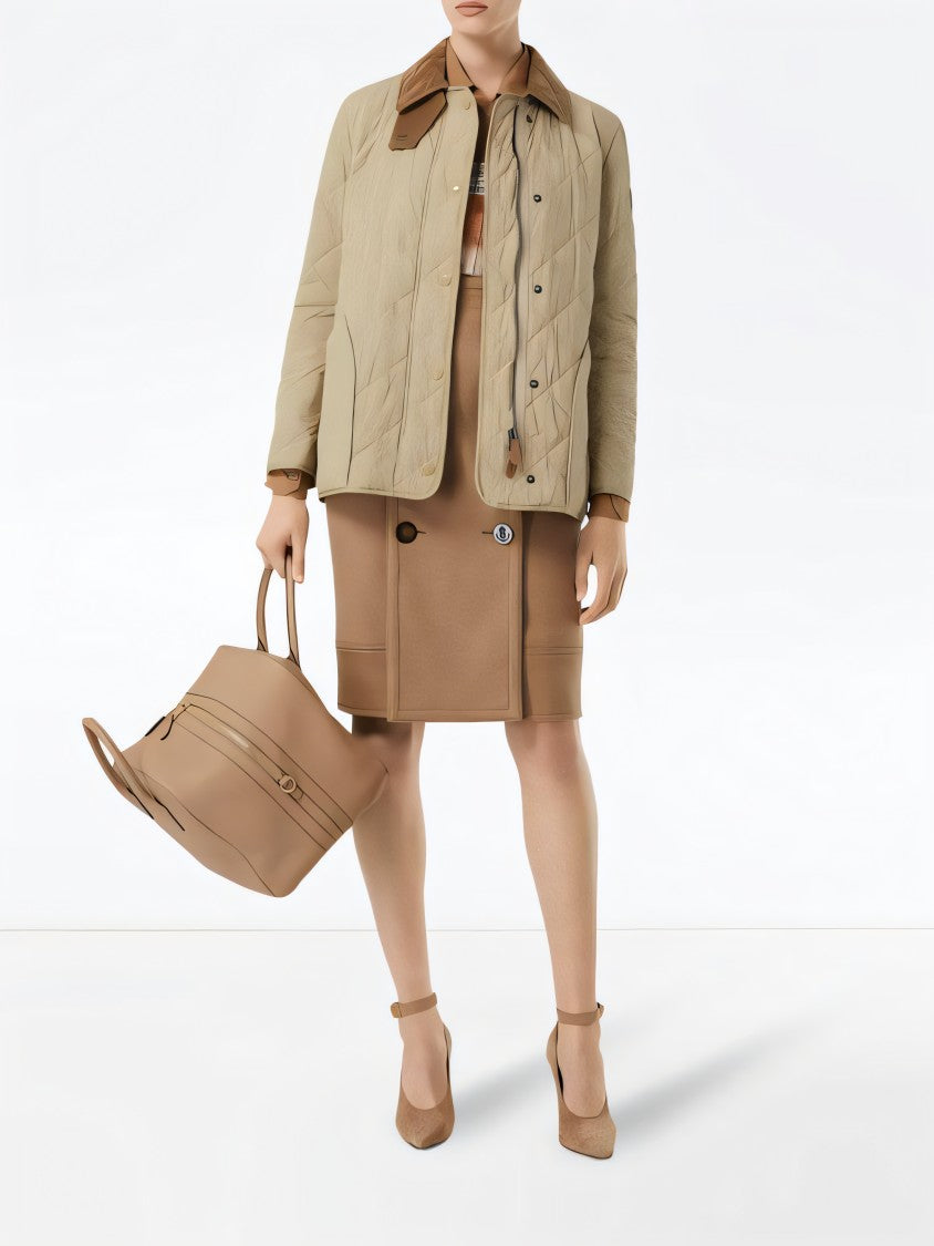 Burberry Diamond Quilted Padded Jacket With Corduroy Collar