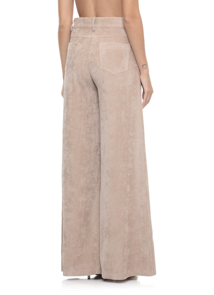 D. Exterior Beige Corduroy Palazzo Pants