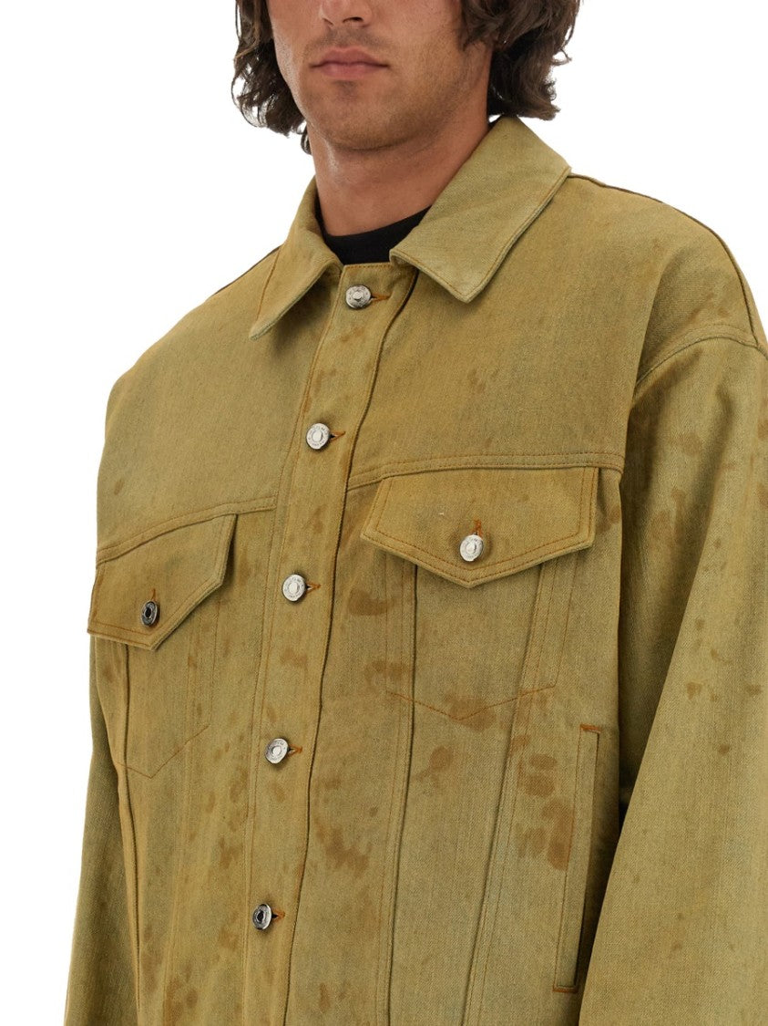 Msgm Denim Jacket Dyed In Tea
