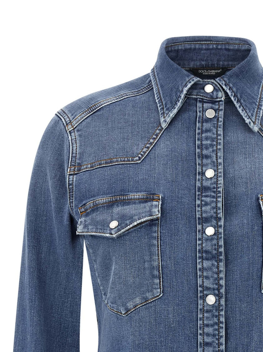 Dolce & Gabbana Used-Effect Cotton Denim Shirt