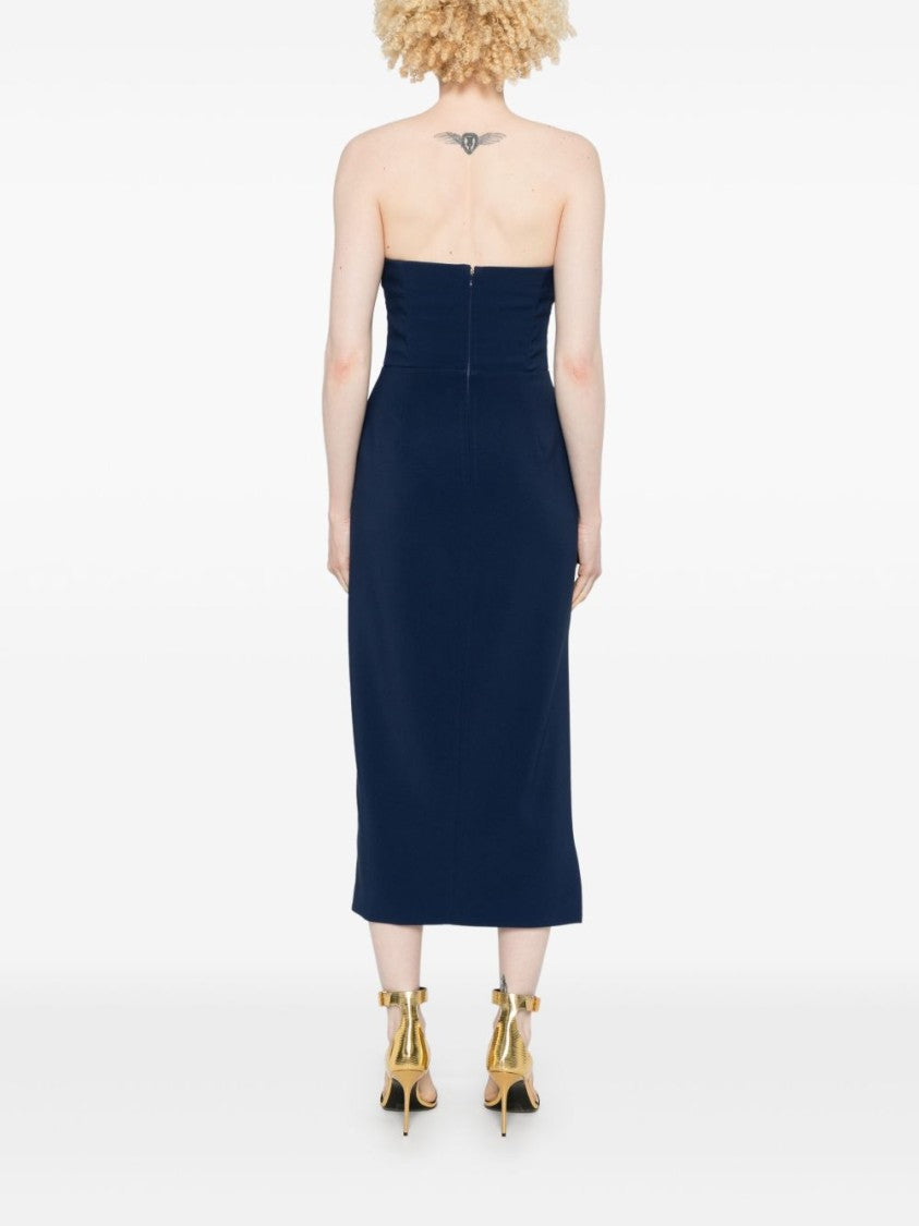 Elisabetta Franchi Strapless Midi Dress With Side Slit