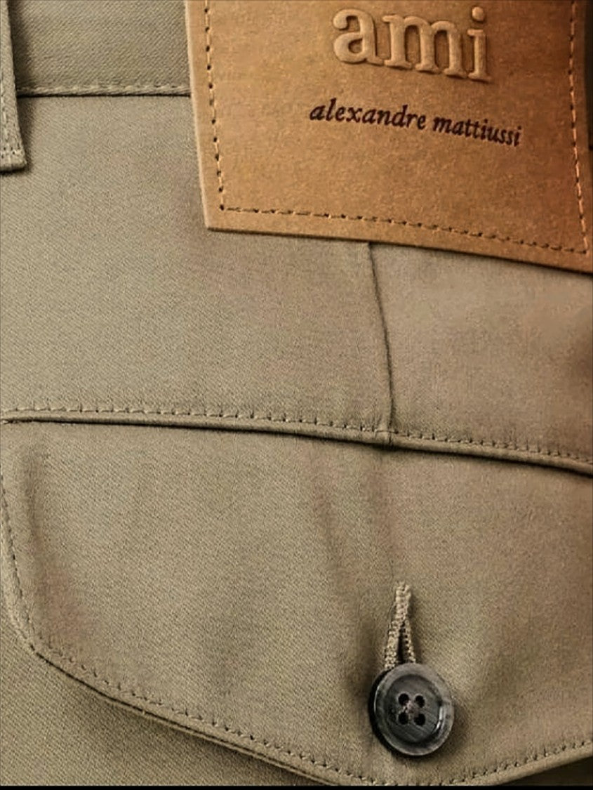 Ami Tailored Brown Straight Pants With Structured Fabric